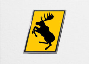 Prancing Moose slanted emblem. (image source: ©Dave Barton)